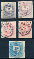 O 1881 Színesszámú 2 X 2kr, 2 X 5kr, 10kr Ollóval Körbevágva - Other & Unclassified