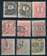 O 1889 2 X 1kr, 3 X 5kr, 3 X 15kr, 30kr A Szomszéd Bélyegképbe Fogazva - Autres & Non Classés