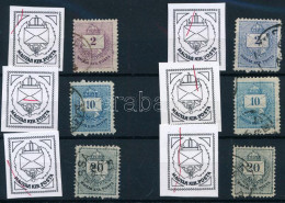 O 1881 Színesszámú 2 X 2kr, 2 X 10kr, 2 X 20kr Különböző Karcokkal - Autres & Non Classés