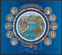 ** 1985 Európai Bizottsági és Együttműködési Értekezlet (IX.) - Kulturális Fórum, Budapest Vágott Blokk (6.000) (apró Uj - Autres & Non Classés