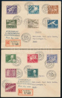 Svédország 1936 300 éves A Svéd Posta Sor 12 értéke 2 Db Ajánlott FDC-n Speciális Ragjeggyel - Sonstige & Ohne Zuordnung
