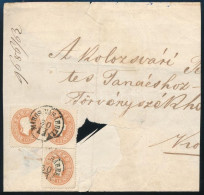 1861 3 X 10kr Nagy Levéldarabon "MAROS VÁSÁRHELY" (sérült, 1 Bélyeg Hiány/ Damaged, 1 Stamp Missing) - Altri & Non Classificati