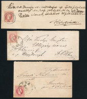 1869-1870 Hajtogatott Küldemény + 2 Db Boríték, Mind 5kr Bélyeggel Bérmentesítve "BUDA", "PEST / DÉL UTÁN", "MAROS-VÁSÁR - Otros & Sin Clasificación