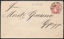 1871 5kr Díjjegyes Boríték Levélzáróval / 5kr PS-cover With Label "PEST / ESTE" - Gyöngyös - Altri & Non Classificati