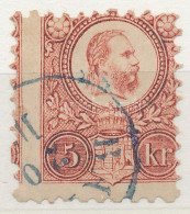 O 1871 Réznyomat 5kr 2 Oldalról Képbe Fogazva Kék Bélyegzéssel - Other & Unclassified