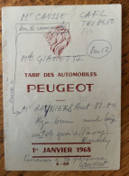 Automobiles Peugeot 204 & 404, J7 - Tarif 1968, Voitures, Ambulances, Utilitaires - Auto's