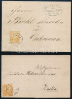 1872-1874 2 Db Küldemény 1-1 Db Réznyomat 2kr Bérmentesítéssel, Narancs és Sárga Színben - Autres & Non Classés