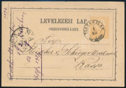 1872 2kr Díjjegyes Levelezőlap / PS-card "TISZA-UJLAK" - Kassa - Sonstige & Ohne Zuordnung