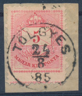 1881 5kr Durva Képbefogazással, Extra Magas Bélyeg (ex Lovász) / Mi 23 With Shifted Perforation - Altri & Non Classificati