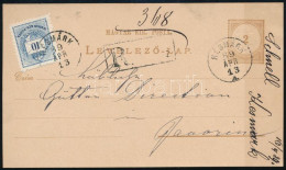 1889 2kr Díjjegyes Levelezőlap 10kr Kiegészítéssel, Ajánlott Levelezőlapként "KÉSMÁRK" - Javorin (10kr Jobb Felső és Bal - Other & Unclassified