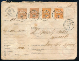 1908 Pénzes Levél 4 Db Turul Bélyeggel "KÖLCSE" / Insured Cover With 66f Franking - Other & Unclassified