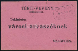 1918 Tértivevény "CSORVA" Postaügynökségi Bélyegzéssel - Sonstige & Ohne Zuordnung