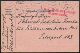 1916 Tábori Posta Lap Innsbruckból A 103. Sz. Tábori Posta Számra "K.u.K. MILITÄRZENSUR INNSBRUCK" Cenzúra Bélyegzővel - Altri & Non Classificati