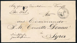 1879 Levél Triesztből Az S.M. Corvette Donau Hajóra / Cover From The Office Of The Diector Of Finances, Trieste To The O - Other & Unclassified