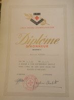 Diplôme Croix Rouge Luxembourgeoise, Signé Par La Grand-Duchesse Josephine Charlotte - Lettres & Documents