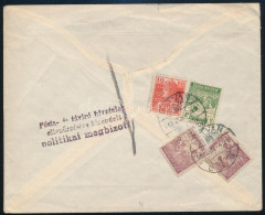 1919 Jún. 4. Levél 2x3f + 5f Arató és Károly-Zita 10f M.I. Perfinnel Bérmentesítve, "HATVAN" Bélyegzéssel Budapestre Kül - Otros & Sin Clasificación