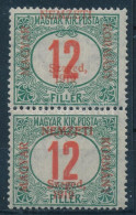 ** 1919 Portó 12f Pár Lemezhibával / Plate Variety. Signed: Bodor - Other & Unclassified
