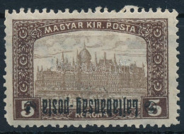 * Nyugat-Magyarország III. 1921 Parlament 5K Fordított Felülnyomással, Bodor Vizsgálójellel - Otros & Sin Clasificación