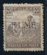 * Fiume 1918 Arató 20f "F UME" Lemezhiba, Gépi II-es Felülnyomás Gépszínátnyomattal, Bodor Garanciajelzéssel - Other & Unclassified