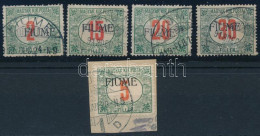 O Fiume 1918 Pirosszámú Portó 2f, 5f, 15f, 20f, 30f Gépi II-es Felülnyomás, Bodor Garanciajelzéssel (142.000) - Other & Unclassified