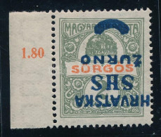 ** SHS 1918 Sürgős ívszéli Bélyeg, Fordított Felülnyomással, Bodor Vizsgálójellel, Certificate: Zrinjscak - Sonstige & Ohne Zuordnung