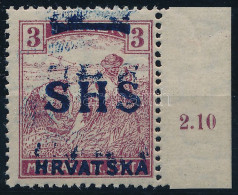 ** SHS 1918 Arató 3f Dupla, Elmosódott Felülnyomással. Certificate: Zrinjscak - Other & Unclassified