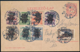 1920 Budapest Helyi Díjjegyes Levelezőlap 8 Klf Búzakalász Bélyeggel Kiegészítve - Other & Unclassified