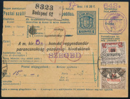 1923 Csomagszállító 12 Db Hivatalos Bélyeggel Kiegészítve Budapestről Szegedre / Parcel Card With 12 Official Stamps - Autres & Non Classés