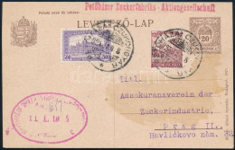 1924 20K Díjjegyes Levelezőlap Arató 100K + Parlament 500K Díjkiegészítéssel Prágába Küldve / PS-card With 600K Addition - Sonstige & Ohne Zuordnung