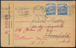 1926 Levelezőlap Arató 2 X 400K Bérmentesítéssel Detroit-ba Küldve "KÜLDEMÉNY CÍMÉBE UTCÁT, HÁZSZÁMOT ÍRJUK KI!" Propaga - Sonstige & Ohne Zuordnung