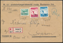 1933 Ajánlott Levél 3 Db Repülő II. Bélyeggel Bérmentesítve - Sonstige & Ohne Zuordnung