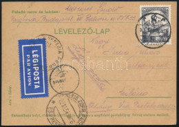 1934 Légi Levelezőlap Repülő 48f Bérmentesítéssel Milánóba Küldve / Airmail Postcard With 48f Franking To Milano - Altri & Non Classificati