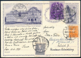 1939 16f Díjjegyes Képes Levelezőlap Díjkiegészítéssel Zürichbe Küldve / PS-card With Additional Franking To Zurich - Autres & Non Classés