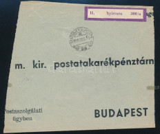 1939 Postatakarékpénztári Hiányos Boríték Nyírtura Ragjeggyel - Autres & Non Classés