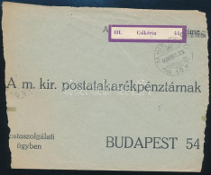 1939 Postatakarékpénztári Hiányos Boríték Csikéria Ragjeggyel - Other & Unclassified