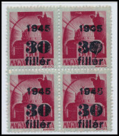 ** 1945 Kisegítő 30f/30f 4-es Tömb, A Jobb Felső Bélyegen A 0 Zárt - Other & Unclassified