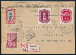 1947 Ajánlott Budapest Helyi Levél 4 Db Bélyeggel, A Takarékosság Sor Első Napi Bélyegzéssel - Other & Unclassified