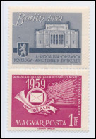 ** 1959 Szocialista Országok Postaügyi Minisztereinek értekezlete (II.) Bélyeg Felső Szelvénnyel "kettőspont" Lemezhibáv - Otros & Sin Clasificación