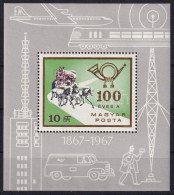 ** 1967 100 éves A Magyar Bélyeg Blokk "talpas Postás" Lemezhibával (3.200) - Sonstige & Ohne Zuordnung