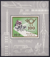 ** 1967 100 éves A Magyar Bélyeg Blokk "talpas Postás" Lemezhibával (3.200) - Sonstige & Ohne Zuordnung