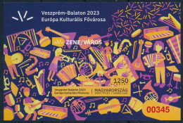 ** 2023 Veszprém-Balaton Európa Kulturális Fővárosa Blokk, Piros Sorszámmal 00345 - Sonstige & Ohne Zuordnung