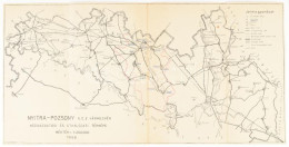 1939 Nyitra-Pozsony K.e.e. Vármegyék Közigazgatási és úthálózati Térképe, 1:200 000, Szakadással, 23×45 Cm - Other & Unclassified