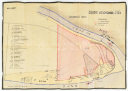 1942 Az Óbudai Vízgyakorlótér Kézzel Rajzolt Térképe 59x44 Cm - Other & Unclassified