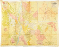 Cca 1945 Valentiny Károly: Budapest és Környékének Térképe, 1 : 25.000, (rajta Budapest Autótérképe, 1 : 100.000), Bp.,  - Autres & Non Classés