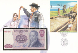 Chile 1983. 100P Felbélyegzett Borítékban, Bélyegzéssel T:UNC Chile 1983. 100 Pesos In Envelope With Stamp And Cancellat - Unclassified