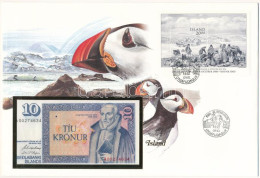 Izland 1961. 10K Borítékban Bélyeggel, Bélyegzéssel T:UNC Iceland 1961. 10 Kronur In Envelope With Stamp And Cancellatio - Non Classificati