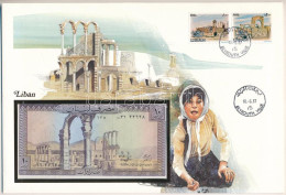 Libanon 1964-1986. 10L Felbélyegzett Borítékban, Bélyegzéssel T:UNC Lebanon 1964-1986. 10 Livres In Envelope With Stamp  - Ohne Zuordnung