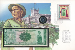 Paraguay 1984. 1G Acél + 1952. 1G Felbélyegzett "Chaco Katona" érmés és Bankjegyes Borítékban Alkalmi Bélyegzéssel, Néme - Non Classés