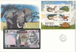 Zambia 1980-1988. 1K Felbélyegzett Borítékban, Bélyegzéssel T:UNC Zambia 1980-1988. 1 Kwacha In Envelope With Stamp And  - Unclassified