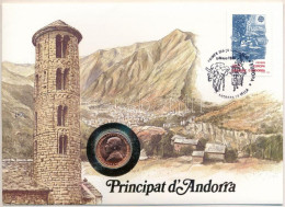 Andorra 1986. 25c Felbélyegzett Borítékban, Bélyegzéssel, Német Nyelvű Leírással T:UNC Patina Andorra 1986. 25 Centims I - Ohne Zuordnung